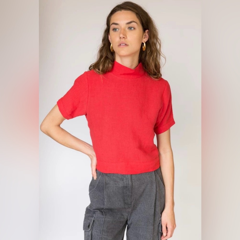 Shades of Grey by Micah Cohen Mock Turtleneck Blouse